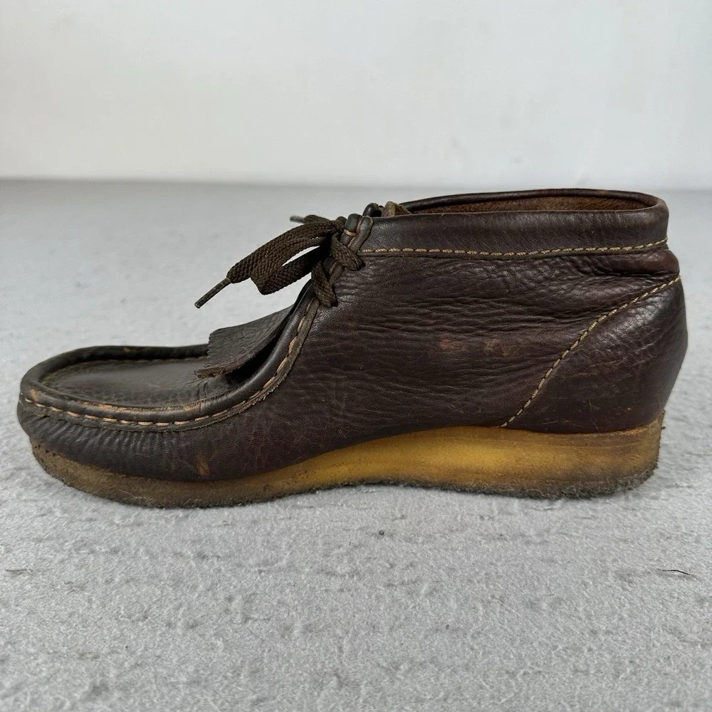 Clarks Originals Wallabee Boot Brown Leather Crepe Sole Mid‎ Cut Chukka US 8